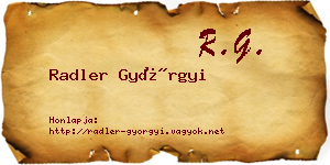 Radler Györgyi névjegykártya